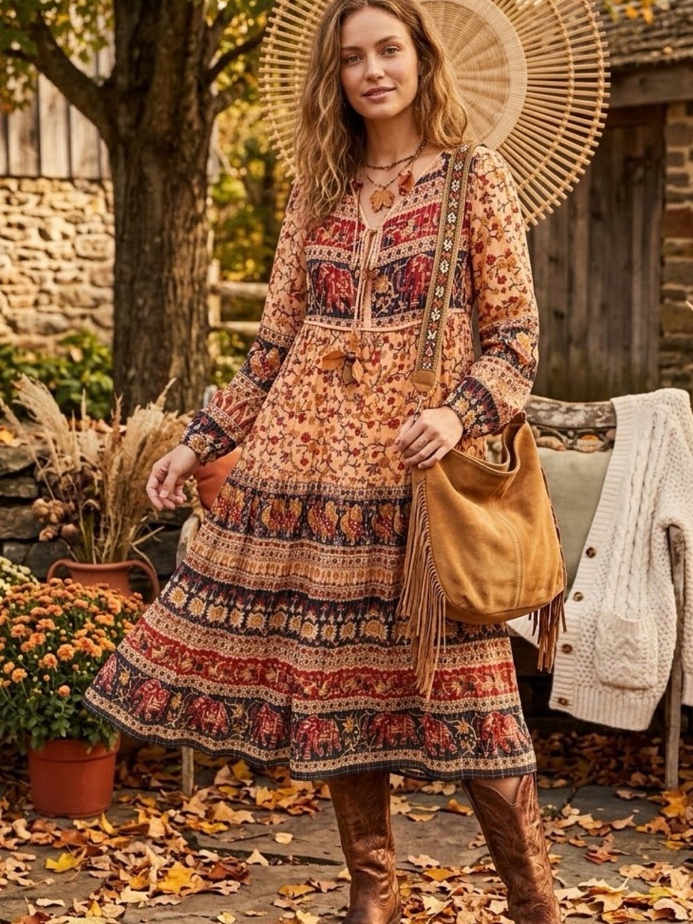 Anthropologie -Raga Advika Bohemian Print Midi Dress NWOT Small- GORGEOUS - Picture 3 of 16